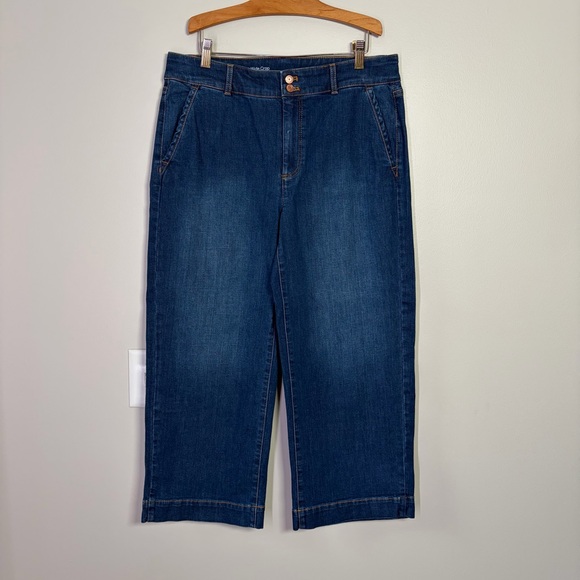 Talbots High-Waist Wide Leg Crop Jeans - Picture 2 of 11